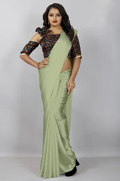Attractive Satin Saree with Blouse piece 