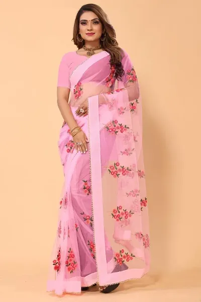 Alluring Net Saree with Blouse piece 