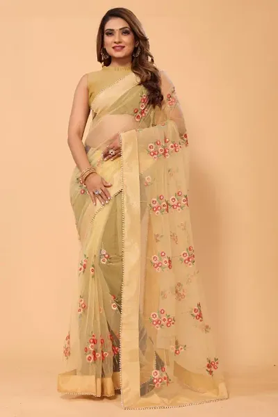 New Trendy Net 3D Butterfly Saree with Blouse piece