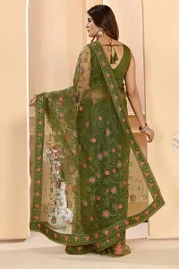 Designer Net Floral Embroidery Saree With Unstitched Blouse Piece-thumb1