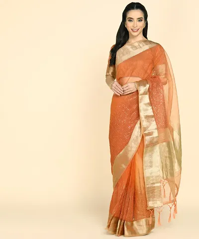 Attractive Organza Saree with Blouse piece 