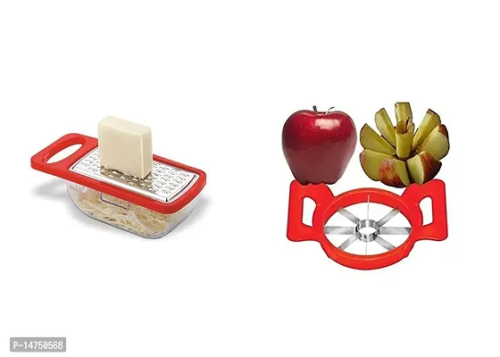 Combo Of nbsp;Stainless Steel Kitchen Grater With Container Box Storagenbsp; And Apple And Watermelon Cutter