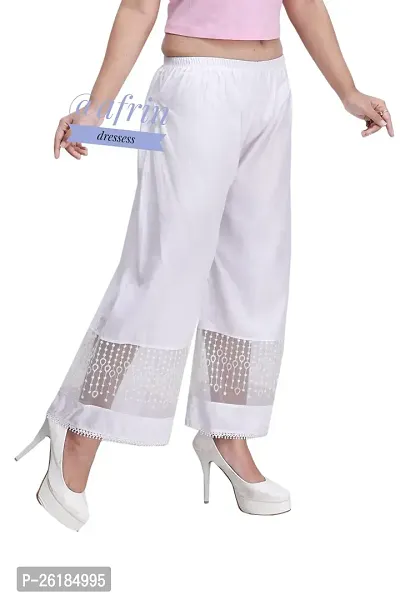 White Linen Palazzos For Women-thumb2