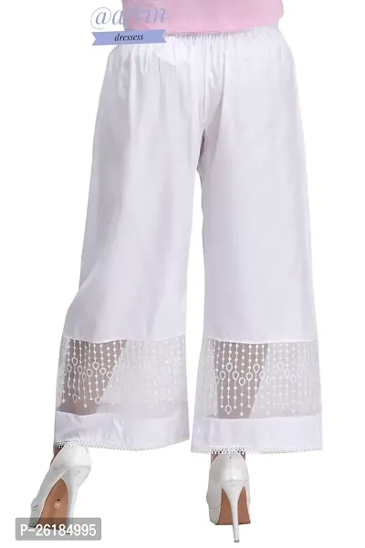 White Linen Palazzos For Women-thumb3