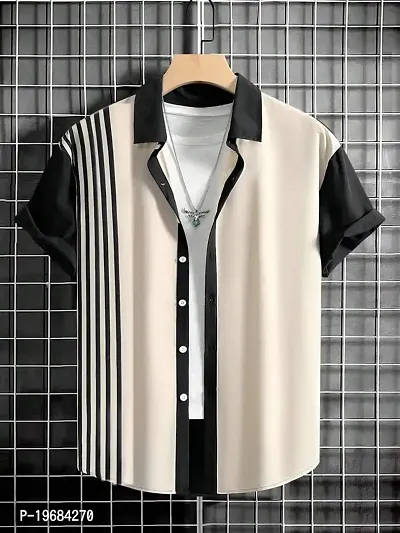 Stylish Regular Fit Check Linen Short Sleeves Casual Shirt for Men-thumb0