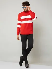 Trendy Acrylic Red Colourblocked High Neck Sweater For Men-thumb3