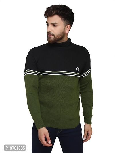 Classic Acrylic Striped High Neck Sweaters for Men-thumb0
