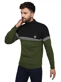 Classic Acrylic Striped High Neck Sweaters for Men-thumb1