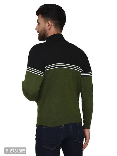 Classic Acrylic Striped High Neck Sweaters for Men-thumb3