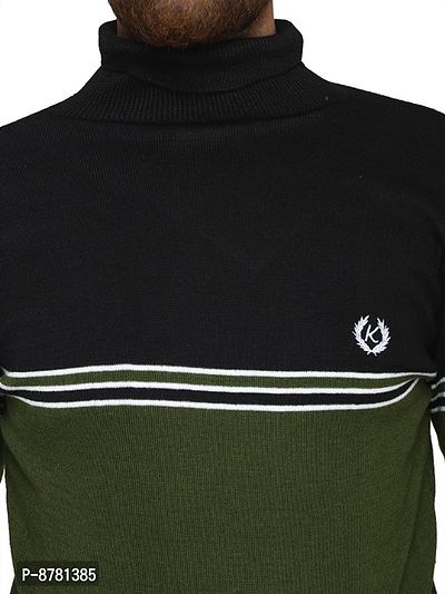 Classic Acrylic Striped High Neck Sweaters for Men-thumb4