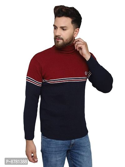 Classic Acrylic Striped High Neck Sweaters for Men-thumb2
