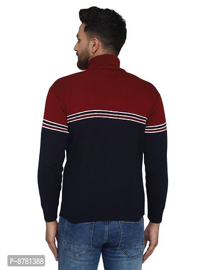 Classic Acrylic Striped High Neck Sweaters for Men-thumb3