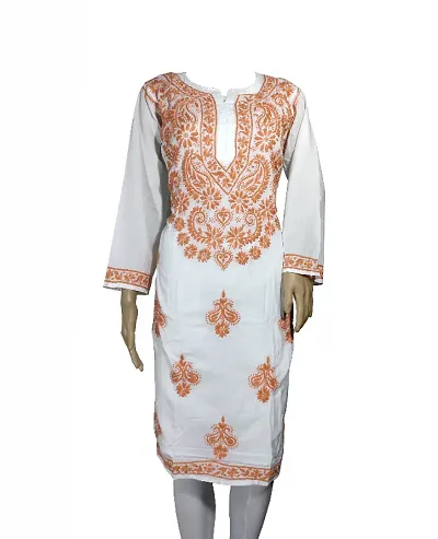 Lucknowi chikankari hand embroidered gala booti kurti