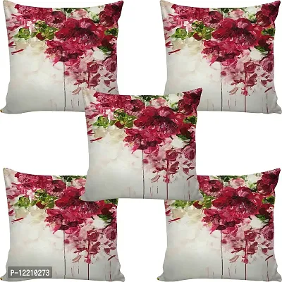 AMAZE ATTIRES | Decorative Printed Square Cushion Cover Set of 5 Throw Pillow Covers/Cases for Couch Sofa Home (16 x 16 inch or 40cm x40cm) ATCU033