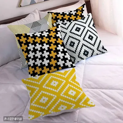 AMAZE ATTIRES | Decorative Printed Square Cushion Cover Set of 5 Throw Pillow Covers/Cases for Couch Sofa Home (12 x 12 inch or 30cm x30cm) Multi Pattern-thumb0