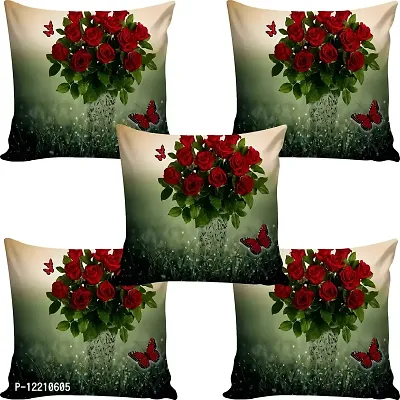 AMAZE ATTIRES | Decorative Printed Square Cushion Cover Set of 5 Throw Pillow Covers/Cases for Couch Sofa Home (16 x 16 inch or 40cm x40cm) ATCU027