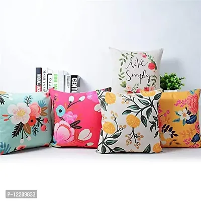 AMAZE ATTIRES | Decorative Printed Square Cushion Cover Set of 5 Throw Pillow Covers/Cases for Couch Sofa Home (16 x 16 inch or 40cm x40cm) ATCU034