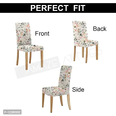 AMAZE ATTIRES Printed Soft Elastic Chair Cover Stretchy & Removable for Designer Dining Chair Cover/Seat Protector Slipcover - 1 Piece Flower Printed ATCC002-1-thumb2