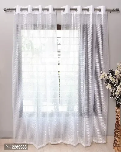 AMAZE ATTIRES Heavy Tissue Net Floral Semi Transparent Fancy Sheer Door Curtain Parda for Living / Drawing and Bedroom , 7 Feet , White , Pack of 2 Pcs-thumb0