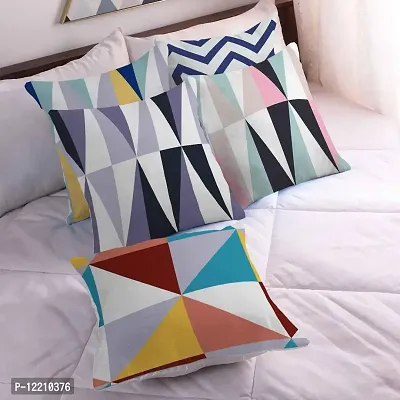 AMAZE ATTIRES | Decorative Printed Square Cushion Cover Set of 5 Throw Pillow Covers/Cases for Couch Sofa Home (16 x 16 inch or 40cm x40cm) Multi Color-thumb0