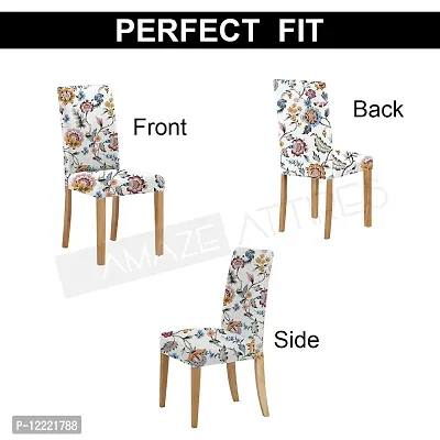 AMAZE ATTIRES Printed Soft Elastic Chair Cover Stretchy & Removable for Designer Dining Chair Cover/Seat Protector Slipcover - 1 Piece Flower Printed ATCC008-1-thumb3