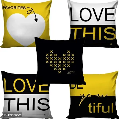 AMAZE ATTIRES | Decorative Printed Square Cushion Cover Set of 5 Throw Pillow Covers/Cases for Couch Sofa Home (16 x 16 inch or 40cm x40cm) ATCU028-thumb0