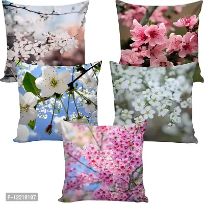 AMAZE ATTIRES | Decorative Printed Square Cushion Cover Set of 5 Throw Pillow Covers/Cases for Couch Sofa Home (16 x 16 inch or 40cm x40cm) ATCU089-thumb0