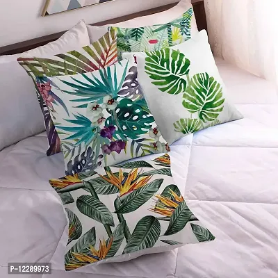 AMAZE ATTIRES | Decorative Printed Square Cushion Cover Set of 5 Throw Pillow Covers/Cases for Couch Sofa Home (16 x 16 inch or 40cm x40cm) Nature-thumb0