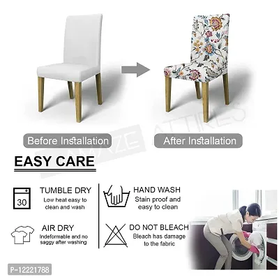 AMAZE ATTIRES Printed Soft Elastic Chair Cover Stretchy & Removable for Designer Dining Chair Cover/Seat Protector Slipcover - 1 Piece Flower Printed ATCC008-1-thumb5