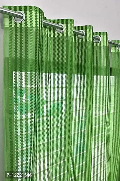 AMAZE ATTIRES Heavy Tissue Net Floral Semi Transparent Fancy Sheer Door Curtain Parda for Living / Drawing and Bedroom , 7 Feet , Green , Pack of 2 Pcs-thumb2