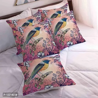 AMAZE ATTIRES | Decorative Printed Square Cushion Cover Set of 5 Throw Pillow Covers/Cases for Couch Sofa Home (24 x 24 inch or 60cm x 60cm) Cute Bird