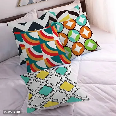 AMAZE ATTIRES | Decorative Printed Square Cushion Cover Set of 5 Throw Pillow Covers/Cases for Couch Sofa Home (12 x 12 inch or 30cm x30cm) Geometrical