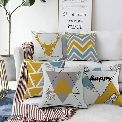 AMAZE ATTIRES | Decorative Printed Square Cushion Cover Set of 5 Throw Pillow Covers/Cases for Couch Sofa Home (16 x 16 inch or 40cm x40cm) ATCU022