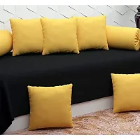 AMAZE ATTIRES Beautiful 280 TC Polycotton Elegant Design Superfine Fabric Diwan Set with 8 Pieces, One Single Bed Sheet with 5 Cushions Covers and 2 Bolster Covers.-thumb2