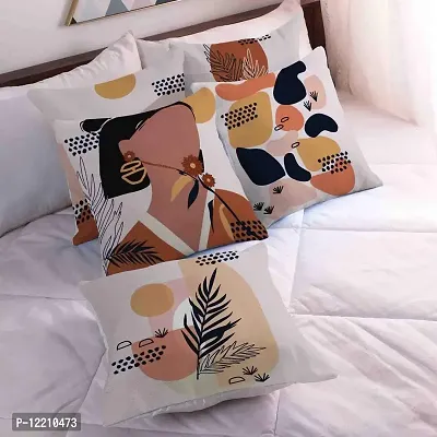 AMAZE ATTIRES | Decorative Printed Square Cushion Cover Set of 5 Throw Pillow Covers/Cases for Couch Sofa Home (16 x 16 inch or 40cm x40cm) ATCU116