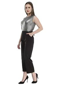 Neysa Women Cotton Lycra Solid Sleeveless Jumpsuit Grey-thumb3