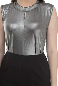 Neysa Women Cotton Lycra Solid Sleeveless Jumpsuit Grey-thumb4