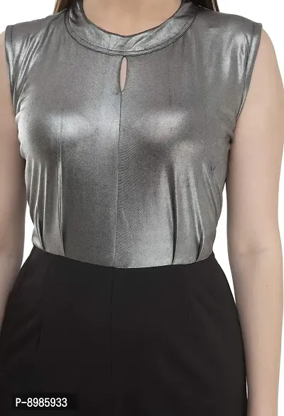 Neysa Women Cotton Lycra Solid Sleeveless Jumpsuit Grey-thumb5
