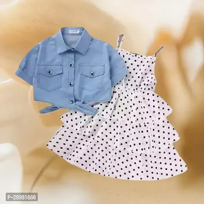 Classic Crepe Polka Dotted Dress for Kid Girl with Jacket-thumb0
