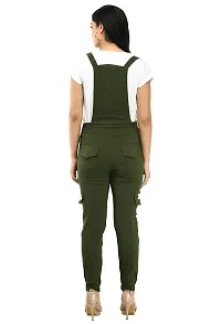 Stylish Green Cotton Solid Dungarees For Women-thumb1