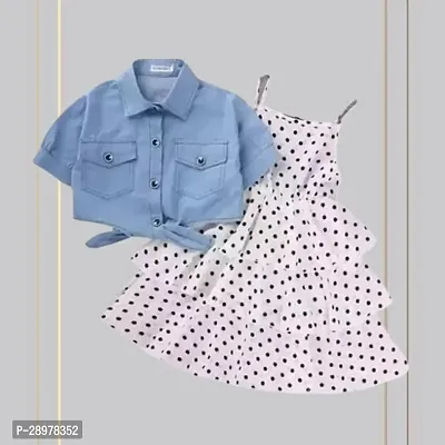 Classic Crepe Polka Dotted Dress for Kid Girl with Jacket-thumb0