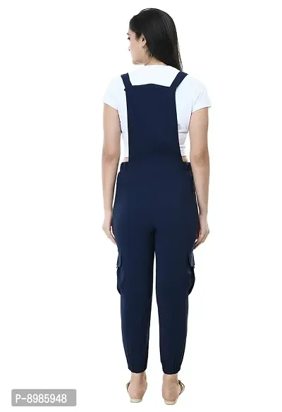 Neysa Women's Cotton Lycra Ankle Length Jumpsuit (28, Neavy) Navy-thumb2