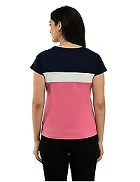 CUPIDVIBE Women's Cotton Lycra Color Block T Shirt-thumb2