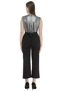 Neysa Women Cotton Lycra Solid Sleeveless Jumpsuit Grey-thumb1