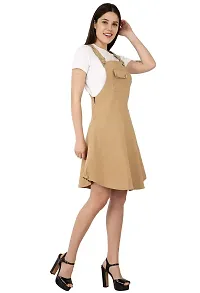 Stylish Beige Cotton Solid Dungarees For Women-thumb4