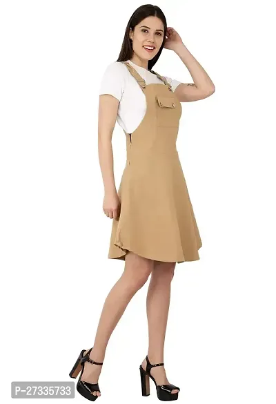 Stylish Beige Cotton Solid Dungarees For Women-thumb5