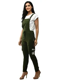 Stylish Green Cotton Solid Dungarees For Women-thumb2