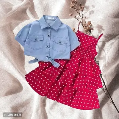 Classic Crepe Polka Dotted Dress for Kid Girl with Jacket
