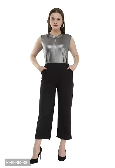 Neysa Women Cotton Lycra Solid Sleeveless Jumpsuit Grey-thumb0