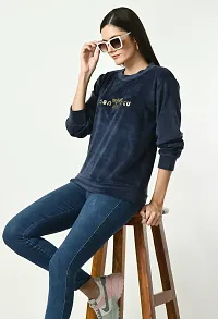 Girls Full Sleeve Printed Navy Blue Round Neck Sweatshirt-thumb1